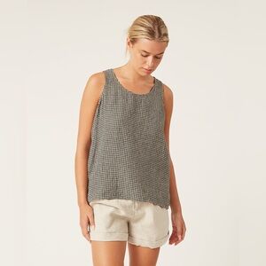 Naif Montreal Soleil Linen Top in Gingham Black